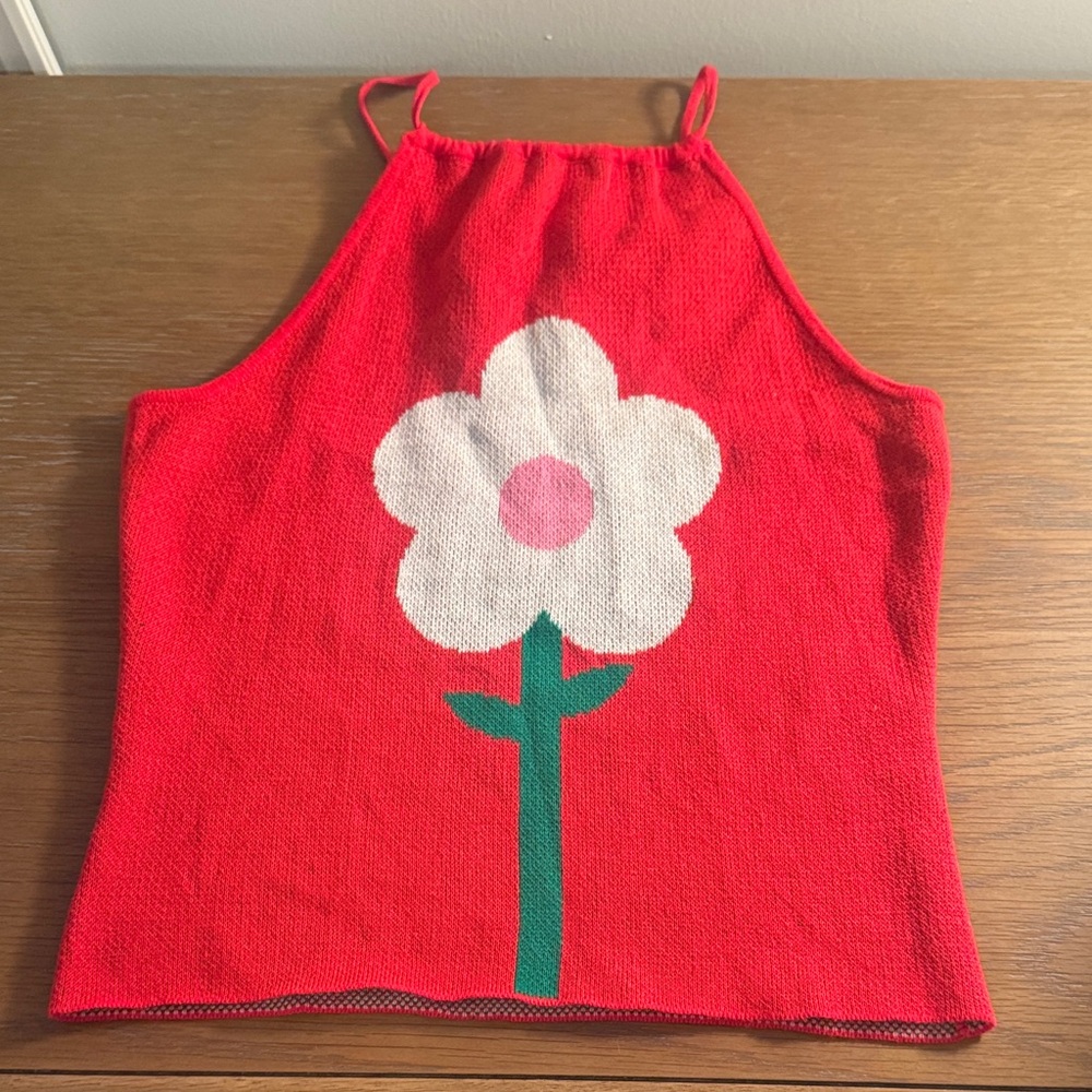 Tyler McGillivary dori flower print halter top in red - Picture 4 of 6